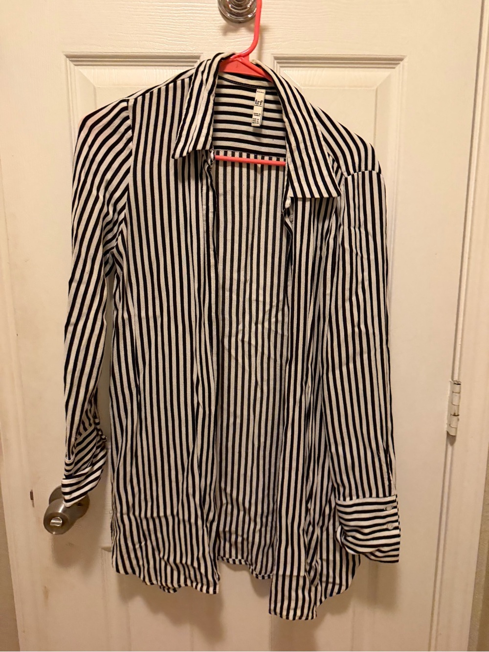 Zara Black & White Vertical Stripe Button-Down Shirt